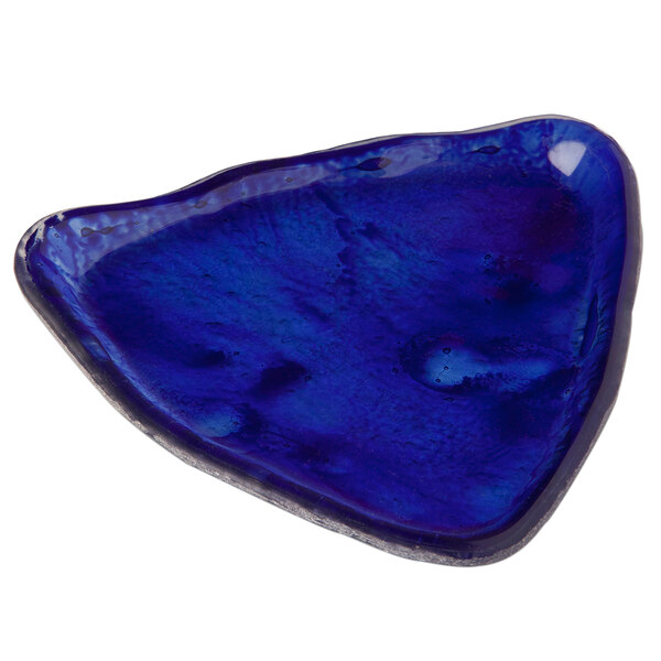 A blue triangle shaped 10 Strawberry Street Izabel Lam glass plate.