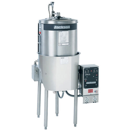 A Jackson high-temperature round dish machine with a stainless steel base.