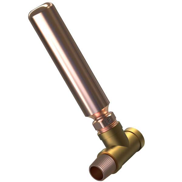 A Jackson Water Hammer Arrestor with a copper pipe and brass handle.