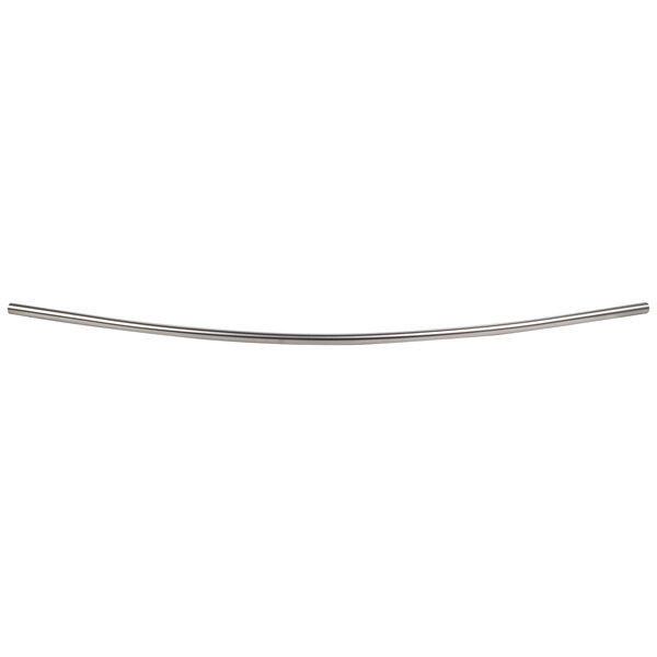A Crescent Suite curved stainless steel shower bar with brushed finish.
