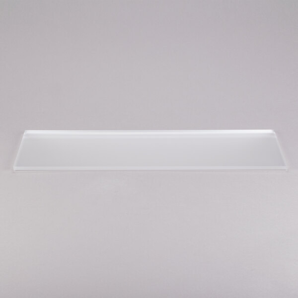 An Eastern Tabletop rectangular tempered glass buffet shelf.