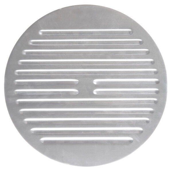 A circular metal blade cover with holes.