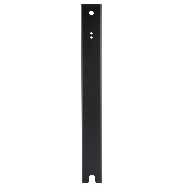 A black rectangular pole with holes in it.