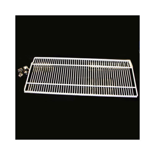 A white metal grate with lines.