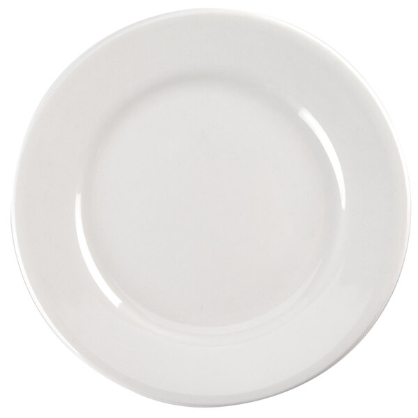 A Homer Laughlin Ameriwhite china plate with a white border.