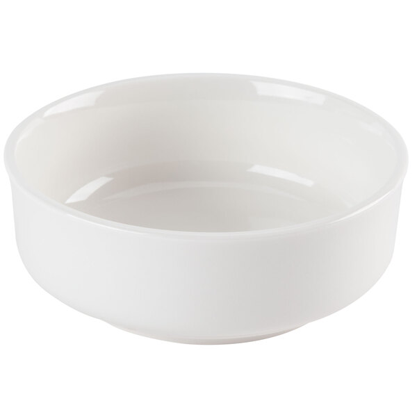A Homer Laughlin bright white china nappie bowl with a white rim.