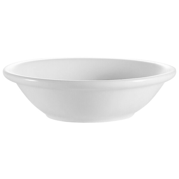 A CAC Clinton white fruit bowl with a rolled edge.