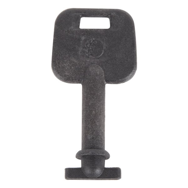 A black plastic key with a metal handle for Merfin paper towel dispensers.