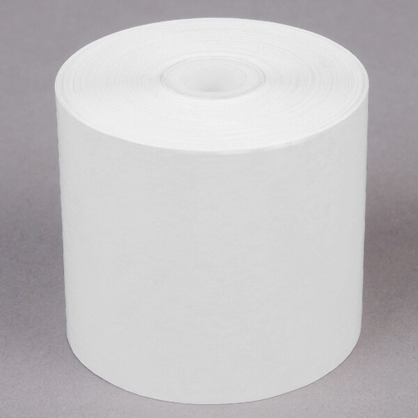 A Point Plus thermal cash register paper roll on a white background.