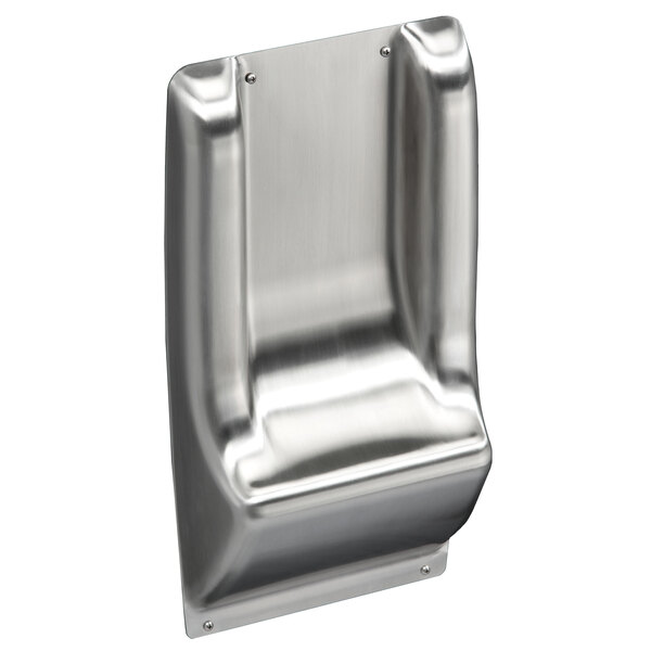 A stainless steel wall guard for an American Dryer electric hand dryer.