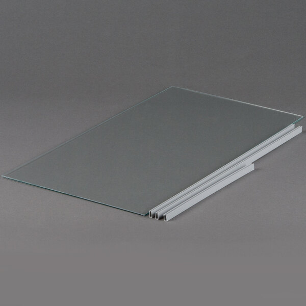 A clear glass panel with a white frame.
