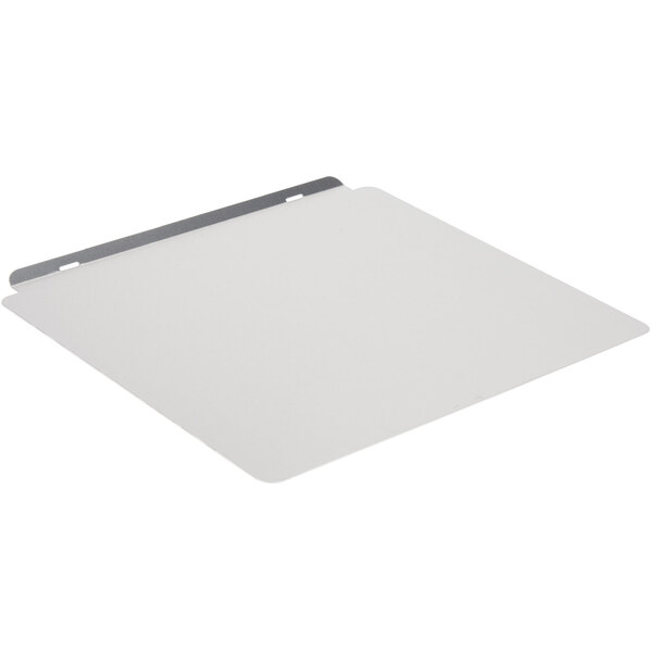 A white rectangular tray with a metal frame.