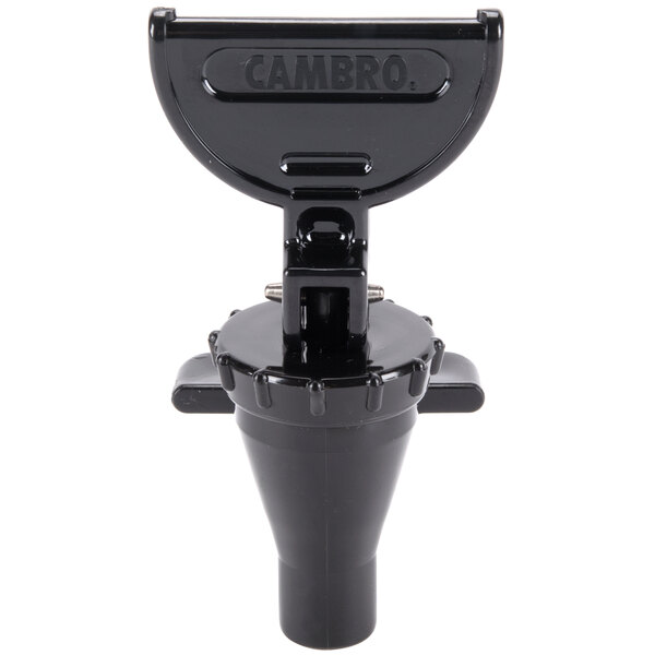 A black plastic Cambro faucet assembly.