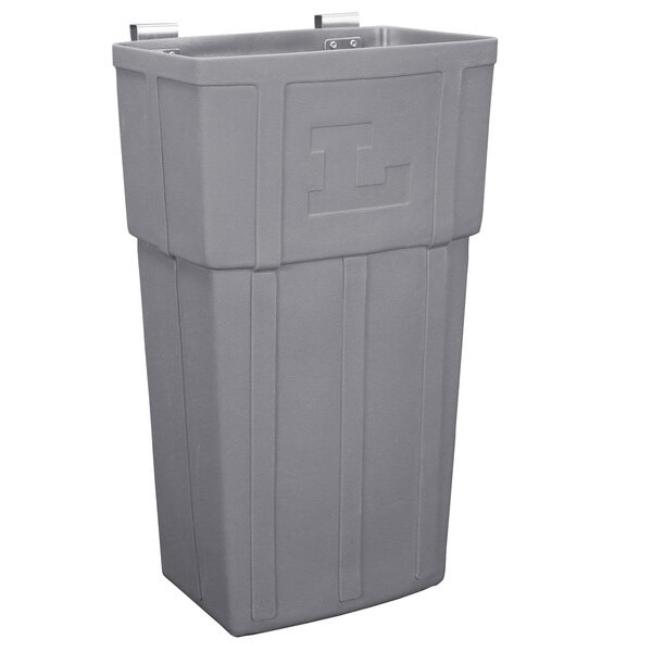 A grey rectangular Lakeside waste box with a lid.