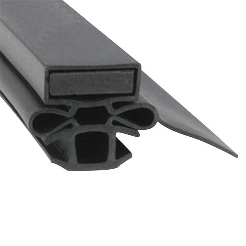 A close-up of a black rubber seal with a black plastic frame.