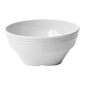 A white Cambro polycarbonate bowl with a handle.