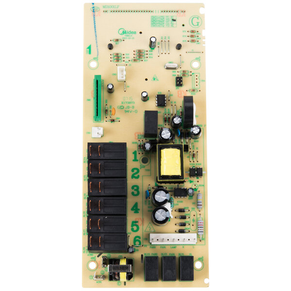 A close up of a Solwave PCB board with several electronic components.