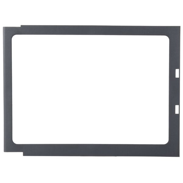 A rectangular black door gasket for a Solwave microwave with a white background.