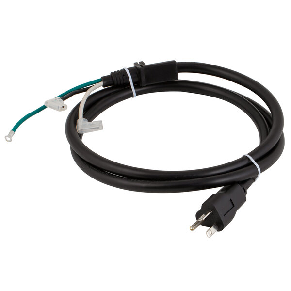 A black Solwave power cord with plugs.