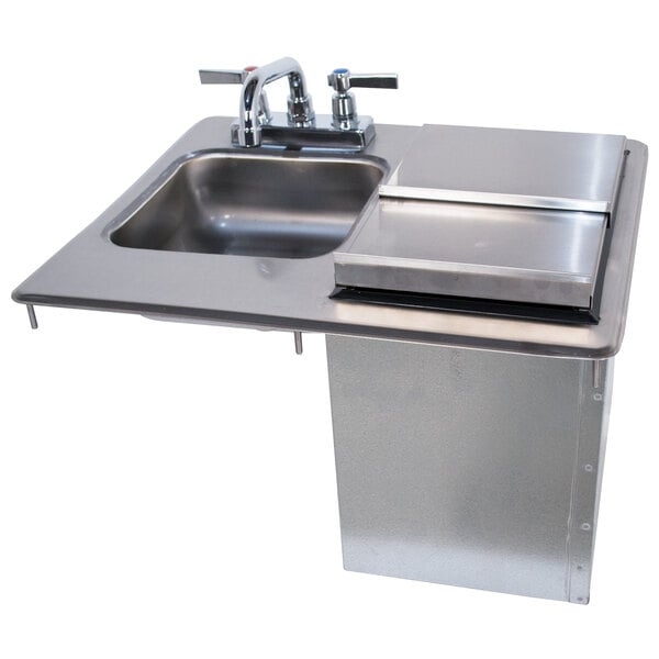 An Advance Tabco stainless steel drop-in hand sink with ice bin.