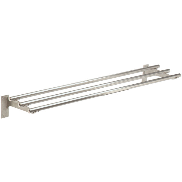 A stainless steel tubular tray slide with fixed brackets.
