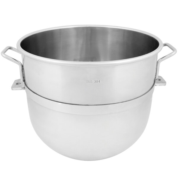 An Avantco 304 stainless steel mixing bowl with a handle.