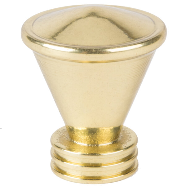 A brass knob with a round top.