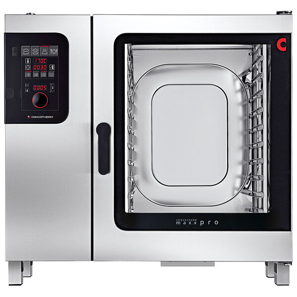 A stainless steel Convotherm Maxx Pro combi oven with easyDial controls.