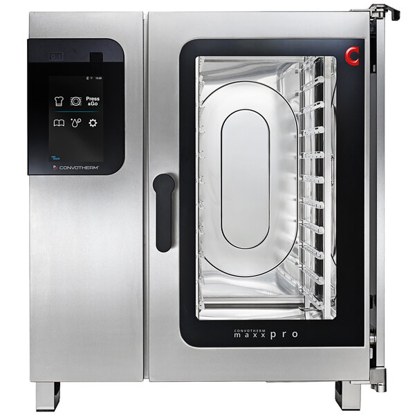 A stainless steel Convotherm Maxx Pro C4ET10.10GB half size combi oven with easyTouch controls.