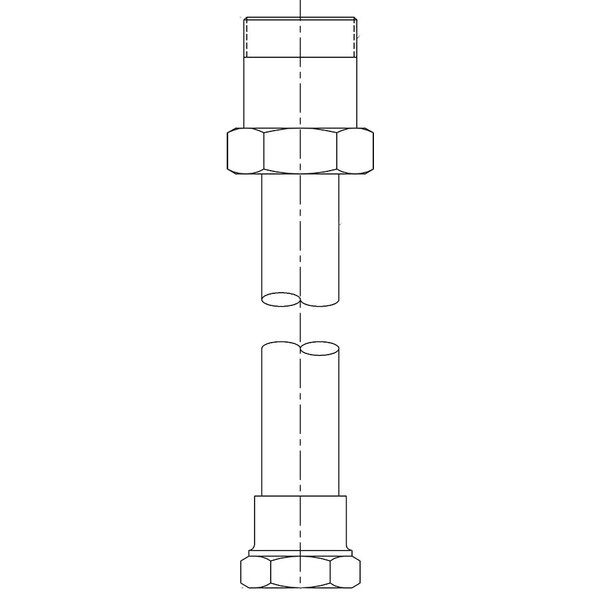A black and white drawing of a T&S Big Flo straight swivel extension with a handle.