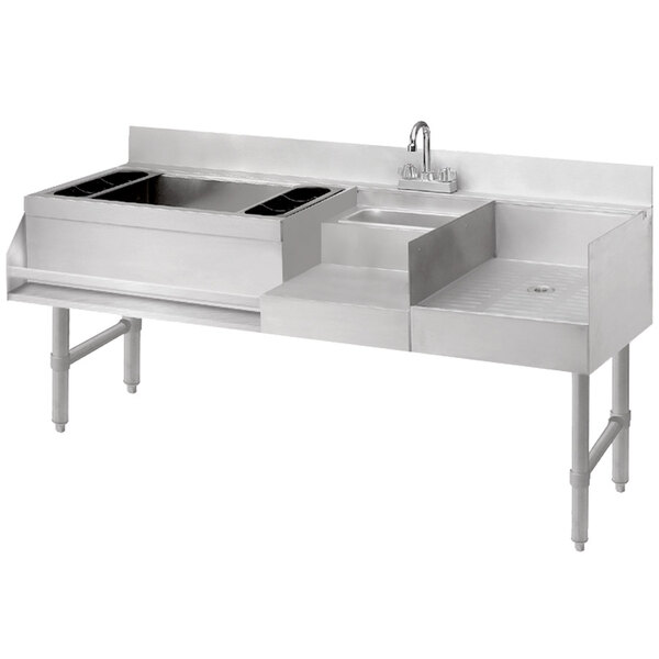A stainless steel Advance Tabco Uni-Serv speed bar with a 7-circuit cold plate on a counter.