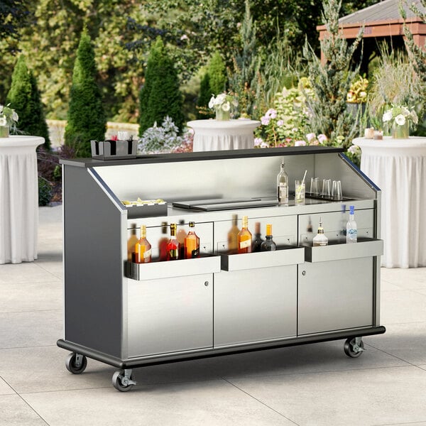 Advance Tabco AMD-6B 74" Heavy-Duty Portable Bar with Stainless Steel Doors and Interior