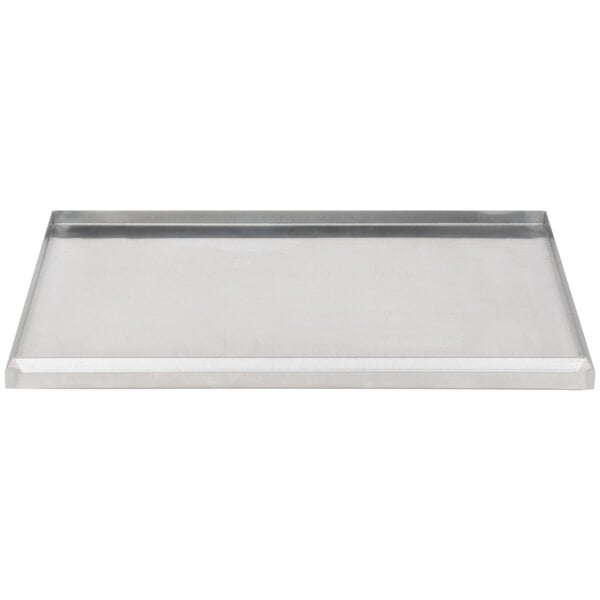 A rectangular silver metal Avantco drip tray.