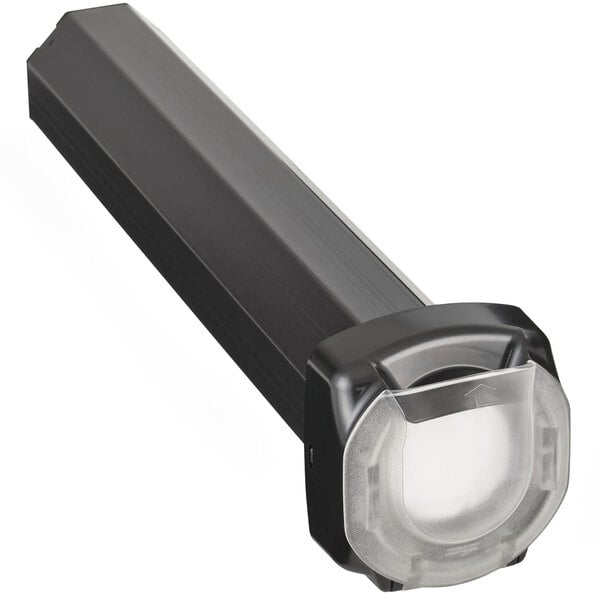 A black rectangular Vollrath LidSaver™ lid dispenser with a clear lens.