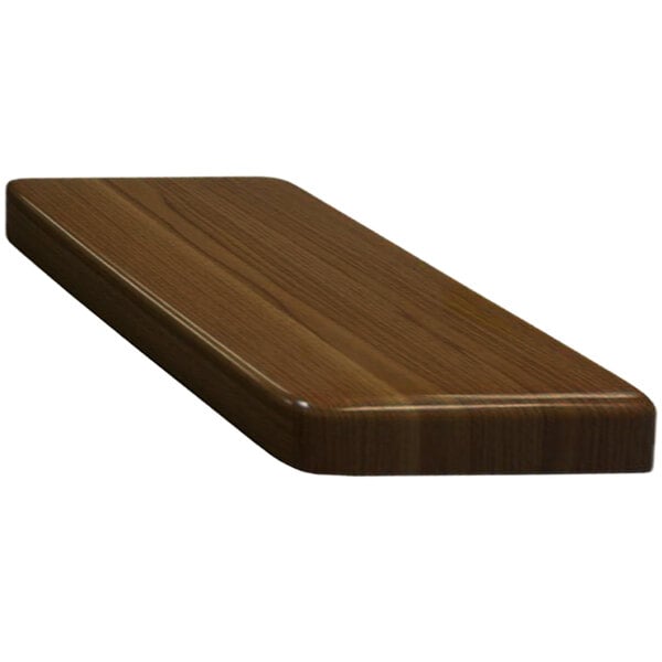 An American Tables & Seating walnut resin table top with a glossy finish.