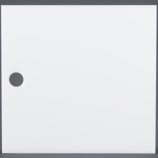 A white square with a black circle.