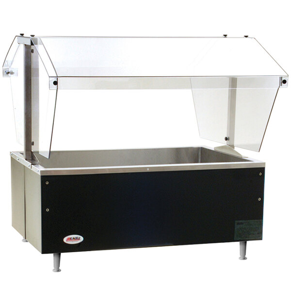 An Eagle Group Deluxe Tabletop Ice-Cooled Buffet Table with a clear glass panel on top.