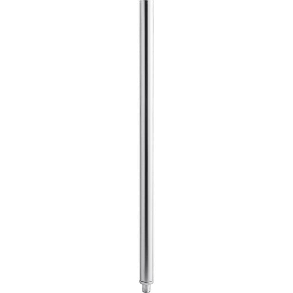 A silver metal pole on a white background.