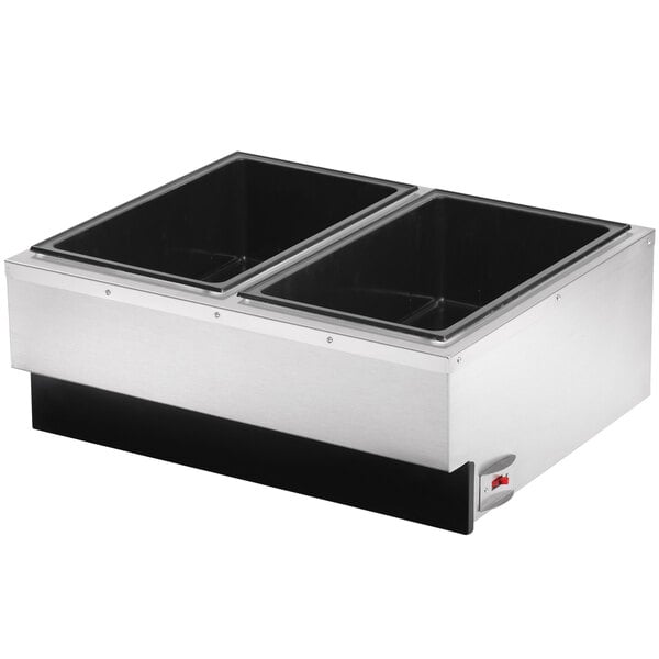 A Vollrath Cayenne countertop food warmer with two trays inside.