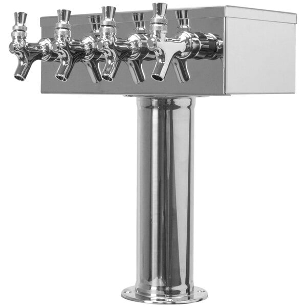 A stainless steel Micro Matic 4 tap "T" style tower.