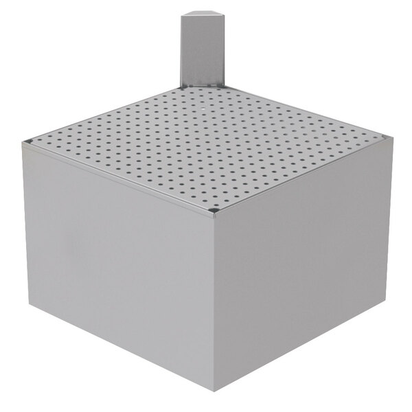 A white rectangular metal box with holes.