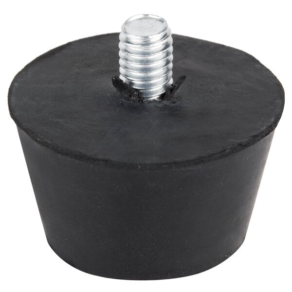 A black rubber Avantco rubber foot with a screw.