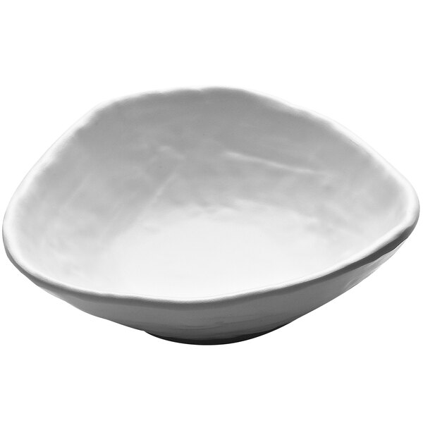 A white bowl with an irregular edge.