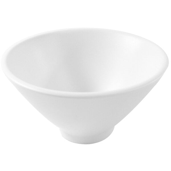 An Elite Global Solutions white melamine bowl.