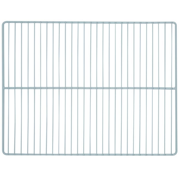A metal grid shelf for an Avantco back bar refrigerator.