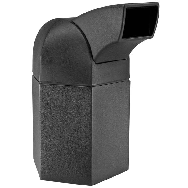 A black Commercial Zone PolyTec hexagon trash can with a black lid.