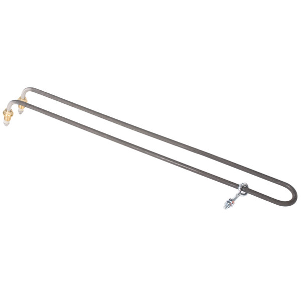 A long thin metal heating element for a Optimal Automatics gyro machine on a white background.