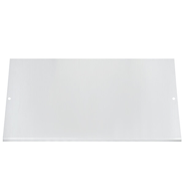 A white rectangular cutting board with holes in the corners.