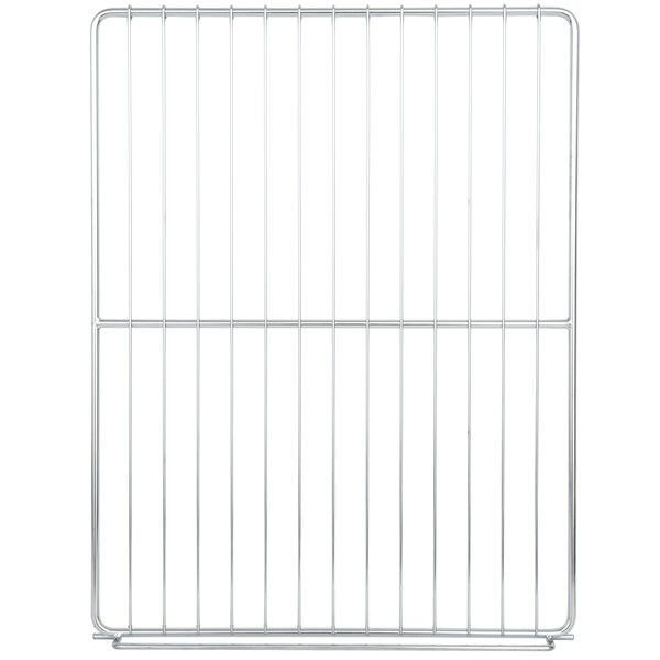 A chrome-plated metal wire rack.