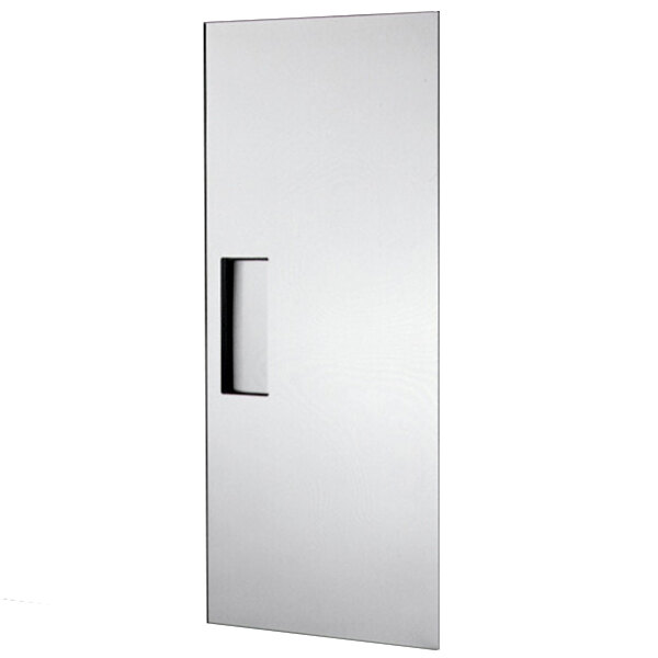 A white rectangular True door assembly with a right hinged door and a handle.